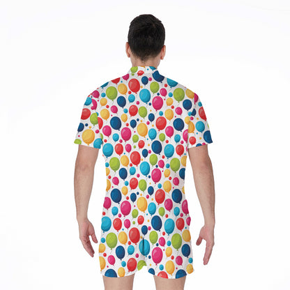 Cartoon Balloon Pattern Print Men's Rompers