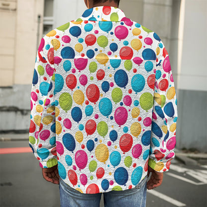Cartoon Balloon Pattern Print Men's Shirt Jacket