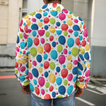 Cartoon Balloon Pattern Print Men's Shirt Jacket