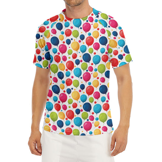 Cartoon Balloon Pattern Print Men's Short Sleeve Rash Guard
