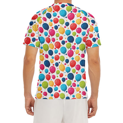 Cartoon Balloon Pattern Print Men's Short Sleeve Rash Guard