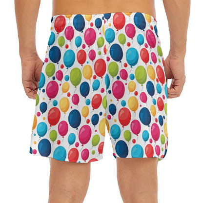 Cartoon Balloon Pattern Print Men's Split Running Shorts