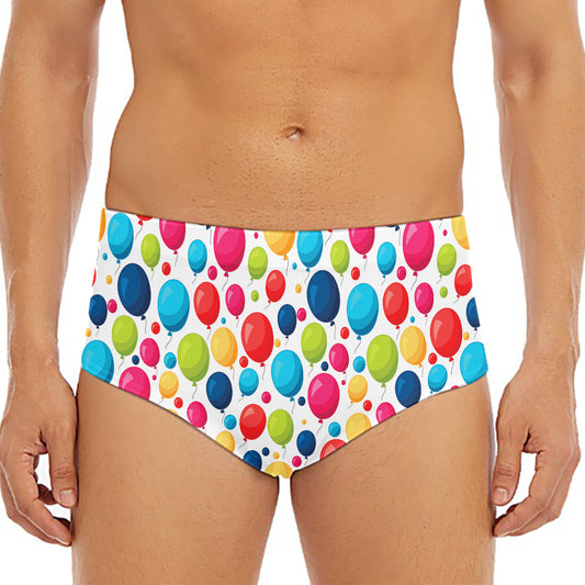 Cartoon Balloon Pattern Print Men's Triangle Swim Briefs