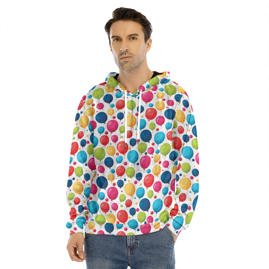 Cartoon Balloon Pattern Print Men's Velvet Pullover Hoodie