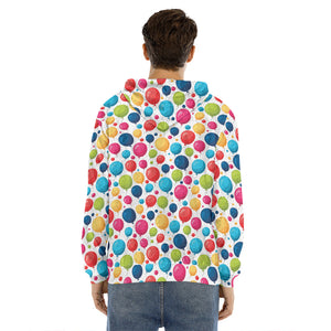 Cartoon Balloon Pattern Print Men's Velvet Pullover Hoodie