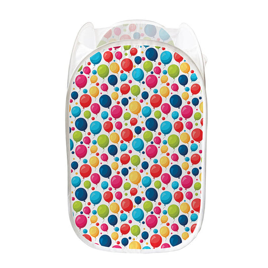 Cartoon Balloon Pattern Print Mesh Laundry Hamper