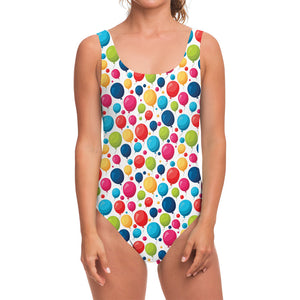 Cartoon Balloon Pattern Print One Piece Swimsuit