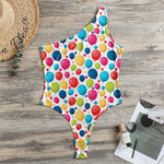 Cartoon Balloon Pattern Print One Shoulder Bodysuit
