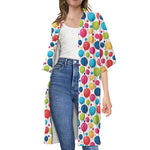 Cartoon Balloon Pattern Print Open Front Beach Cover Up