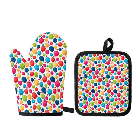 Cartoon Balloon Pattern Print Oven Mitt And Pot Holder Set