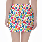 Cartoon Balloon Pattern Print Pencil Mini Skirt