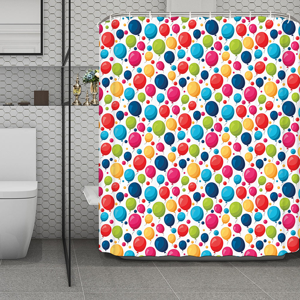 Cartoon Balloon Pattern Print Polyester Shower Curtain