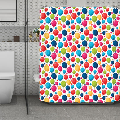 Cartoon Balloon Pattern Print Polyester Shower Curtain
