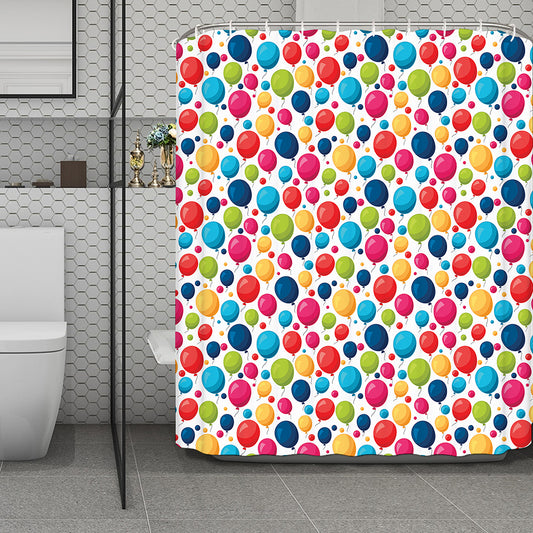 Cartoon Balloon Pattern Print Polyester Shower Curtain