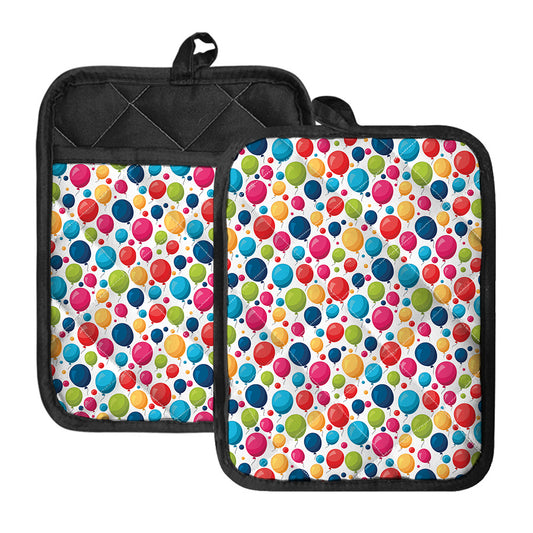 Cartoon Balloon Pattern Print Pot Holders With Pocket