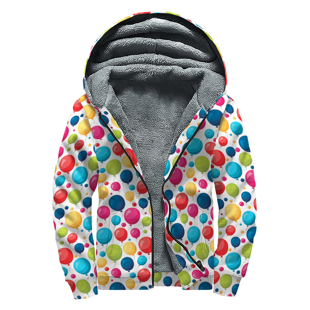 Cartoon Balloon Pattern Print Sherpa Lined Zip Up Hoodie