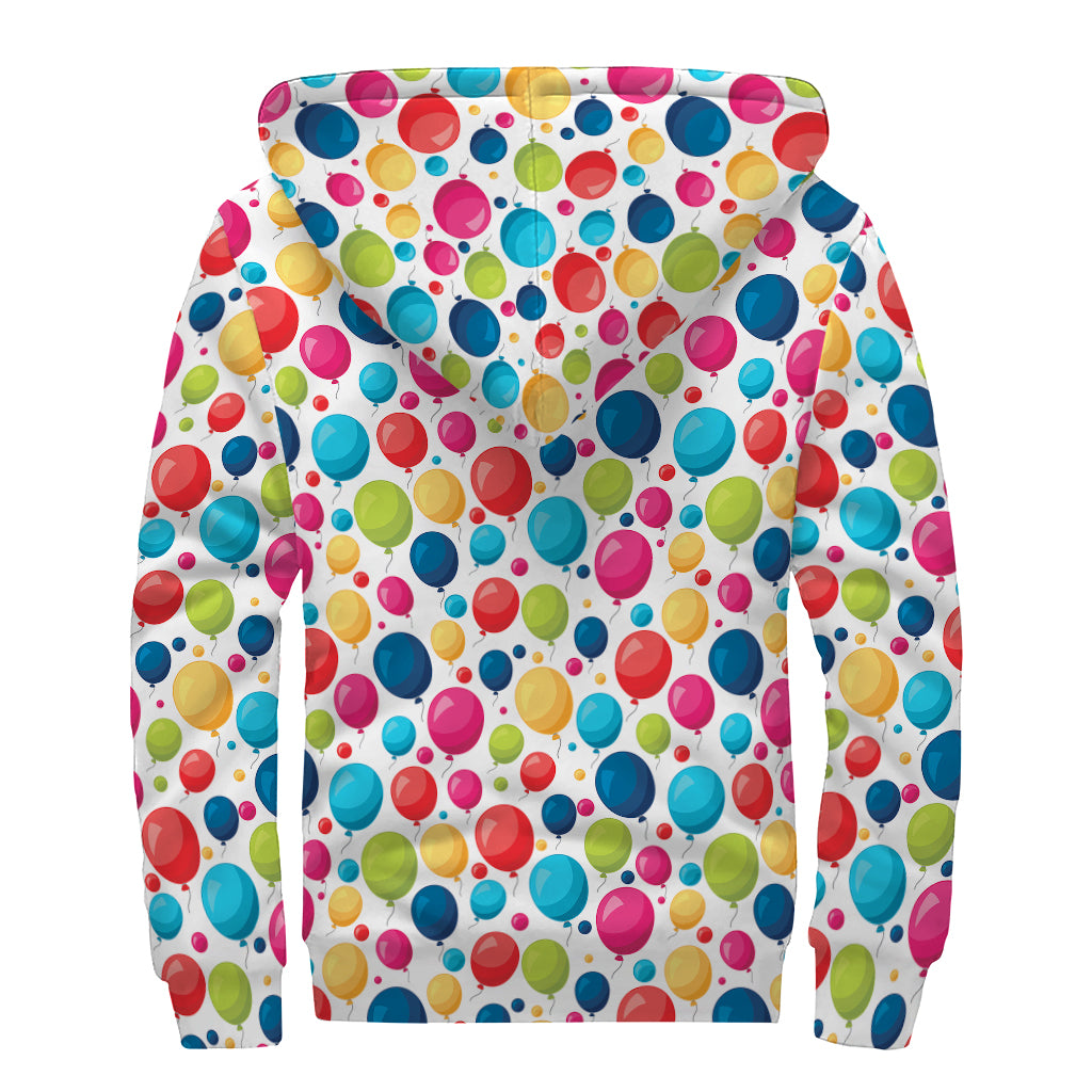 Cartoon Balloon Pattern Print Sherpa Lined Zip Up Hoodie