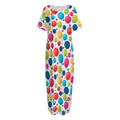 Cartoon Balloon Pattern Print Short Sleeve Long Nightdress