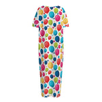 Cartoon Balloon Pattern Print Short Sleeve Long Nightdress
