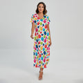 Cartoon Balloon Pattern Print Short Sleeve Maxi Dress
