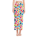 Cartoon Balloon Pattern Print Side Slit Maxi Skirt