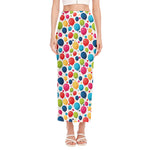 Cartoon Balloon Pattern Print Side Slit Maxi Skirt