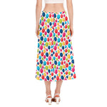 Cartoon Balloon Pattern Print Side Slit Midi Skirt