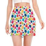 Cartoon Balloon Pattern Print Side Slit Mini Skirt