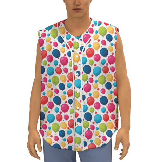 Cartoon Balloon Pattern Print Sleeveless Baseball Jersey