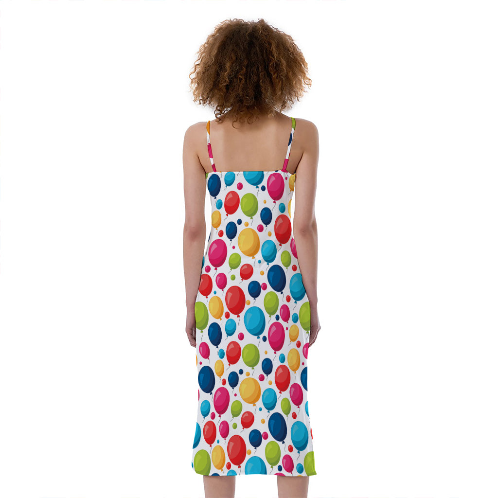 Cartoon Balloon Pattern Print Slim Fit Midi Cami Dress