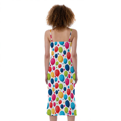 Cartoon Balloon Pattern Print Slim Fit Midi Cami Dress