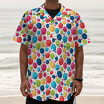 Cartoon Balloon Pattern Print Textured Short Sleeve Shirt