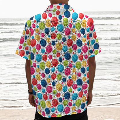 Cartoon Balloon Pattern Print Textured Short Sleeve Shirt