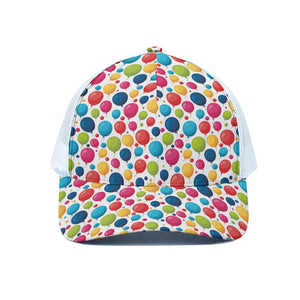 Cartoon Balloon Pattern Print White Mesh Trucker Cap