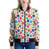 Cartoon Balloon Pattern Print Women's Bomber Jacket