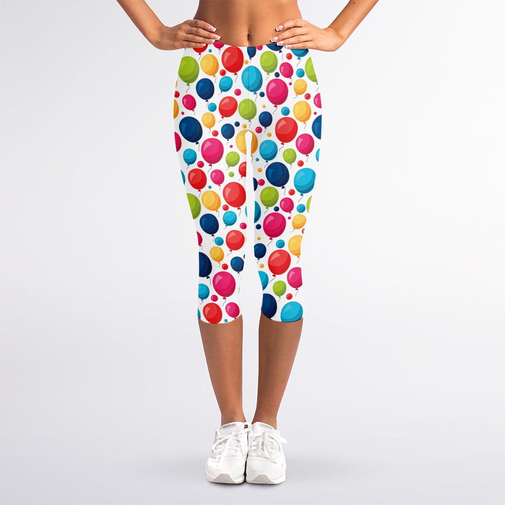 Cartoon Balloon Pattern Print Women's Capri Leggings