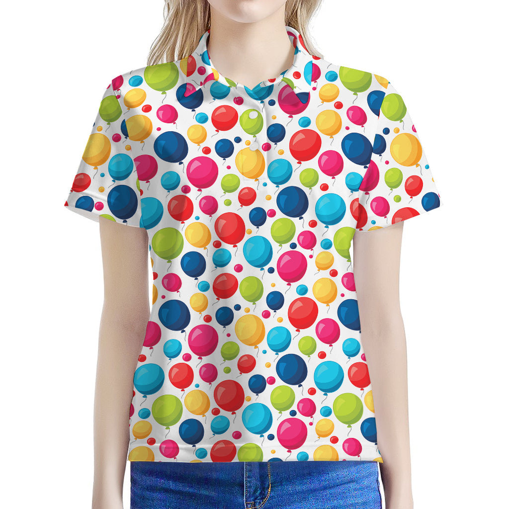 Cartoon Balloon Pattern Print Women's Polo Shirt