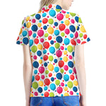 Cartoon Balloon Pattern Print Women's Polo Shirt