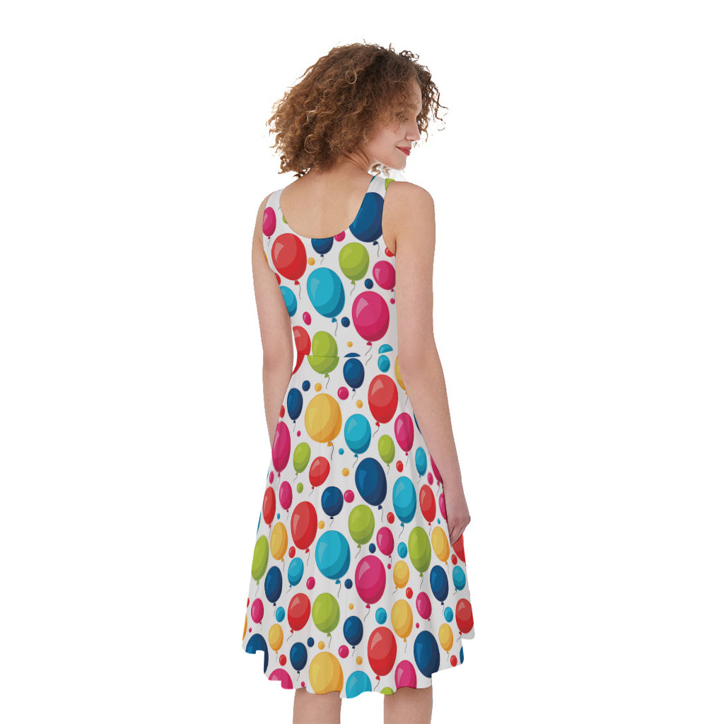 Cartoon Balloon Pattern Print Women's Sleeveless Dress