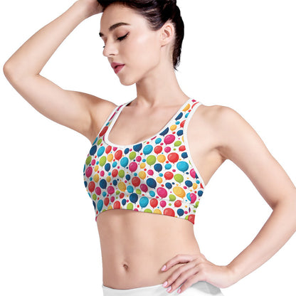Cartoon Balloon Pattern Print Women's Sports Bra