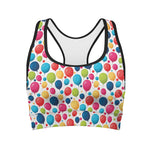 Cartoon Balloon Pattern Print Women's Sports Bra