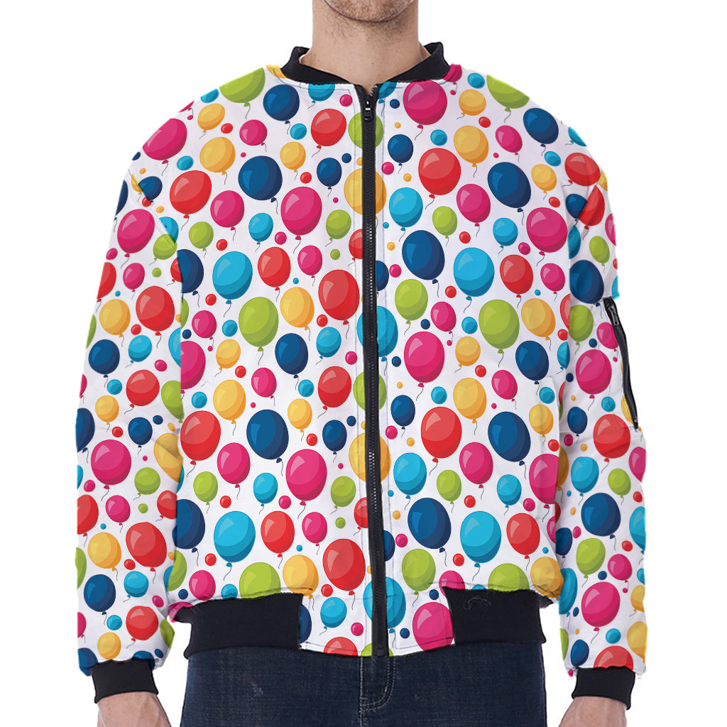 Cartoon Balloon Pattern Print Zip Sleeve Bomber Jacket