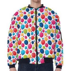 Cartoon Balloon Pattern Print Zip Sleeve Bomber Jacket