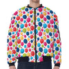 Cartoon Balloon Pattern Print Zip Sleeve Bomber Jacket