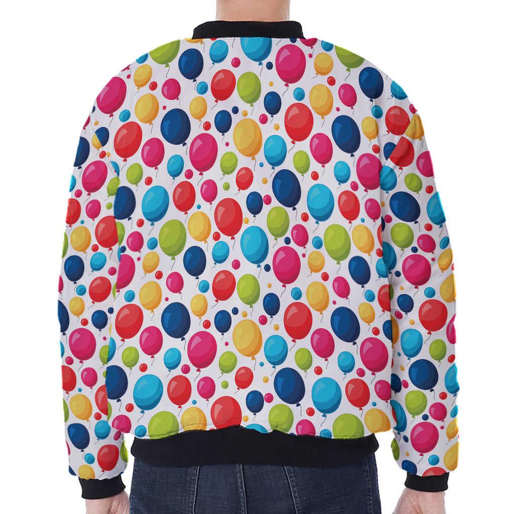 Cartoon Balloon Pattern Print Zip Sleeve Bomber Jacket