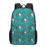 Cartoon Boston Terrier Flower Print 17 Inch Backpack