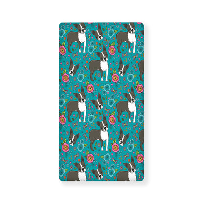 Cartoon Boston Terrier Flower Print Baby Crib Sheet