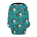 Cartoon Boston Terrier Flower Print Baby Seat Cover