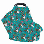 Cartoon Boston Terrier Flower Print Baby Seat Cover