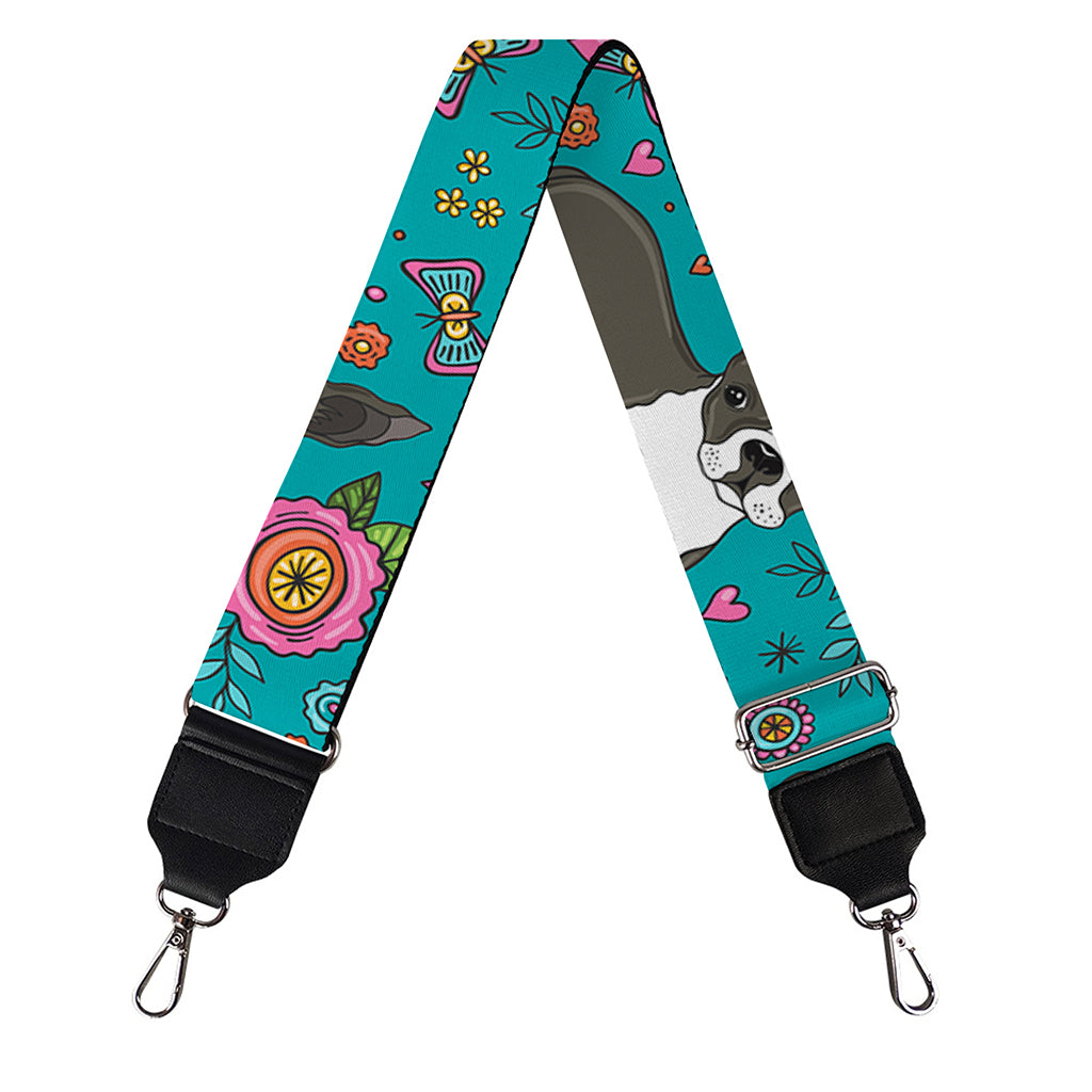 Cartoon Boston Terrier Flower Print Bag Strap